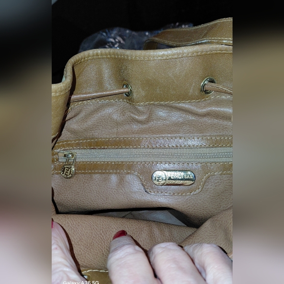 Fendi Vtg Penguin Striped Canvas Bucket Drawstring Crossbody Bag - Picture 11 of 17